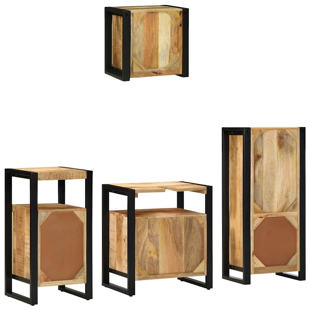 Badezimmermöbel Set mit Regal 4 pcs Braun Massives Mango-Holz