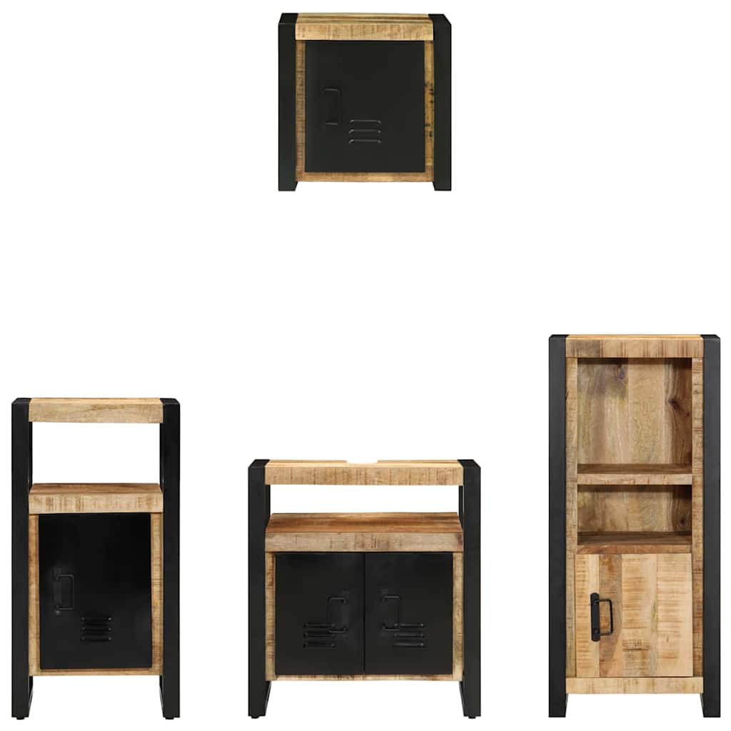 Badezimmermöbel Set mit Regal 4 pcs Braun Massives Mango-Holz