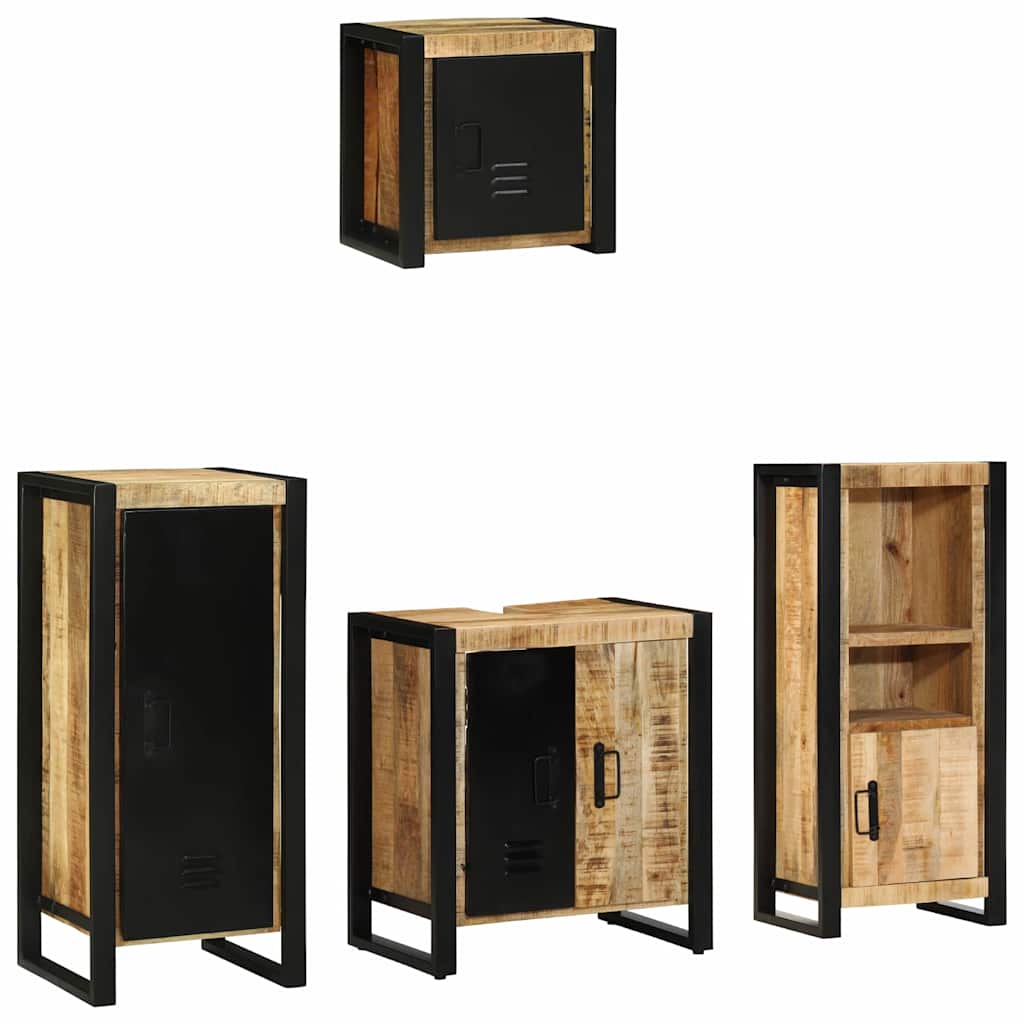 Badezimmermöbel Set mit Regal 4 pcs Braun Massives Mango-Holz