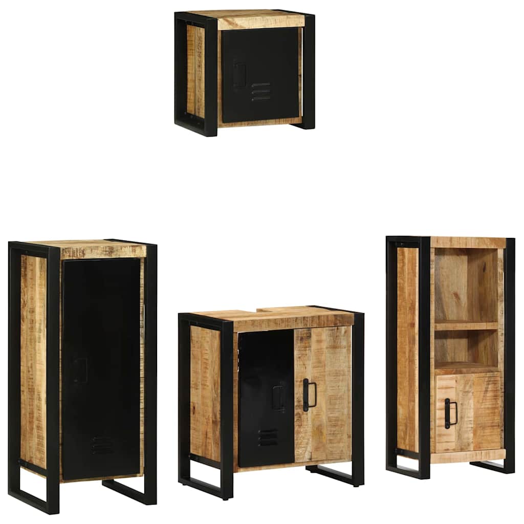 Badezimmermöbel Set mit Regal 4 pcs Braun Massives Mango-Holz