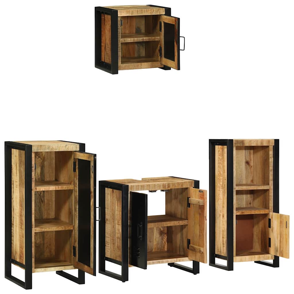 Badezimmermöbel Set mit Regal 4 pcs Braun Massives Mango-Holz
