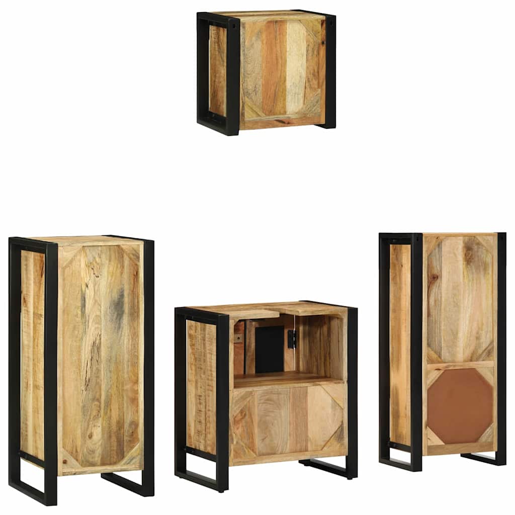 Badezimmermöbel Set mit Regal 4 pcs Braun Massives Mango-Holz
