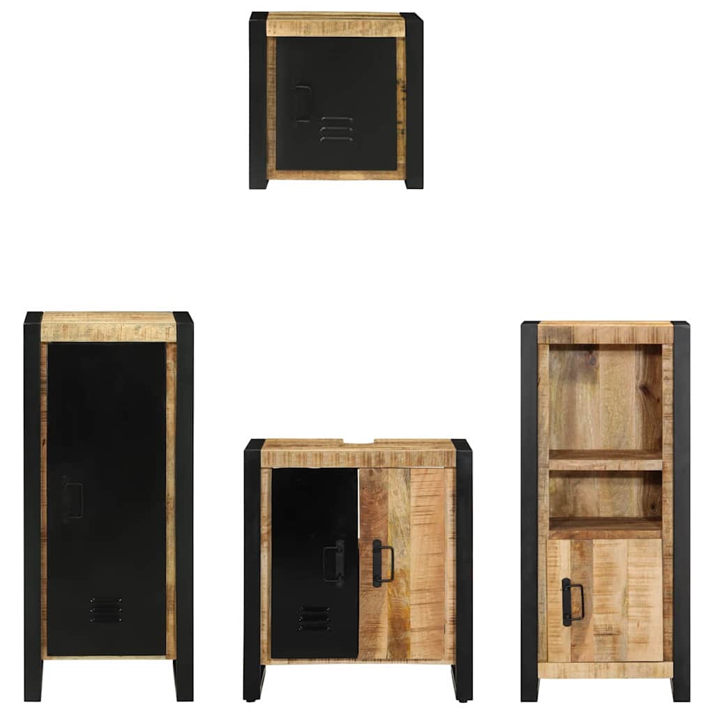 Badezimmermöbel Set mit Regal 4 pcs Braun Massives Mango-Holz