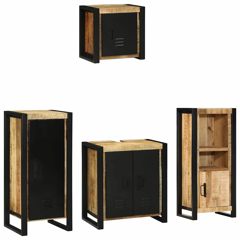Badezimmermöbel Set mit Regal 4 pcs Braun Massives Mango-Holz