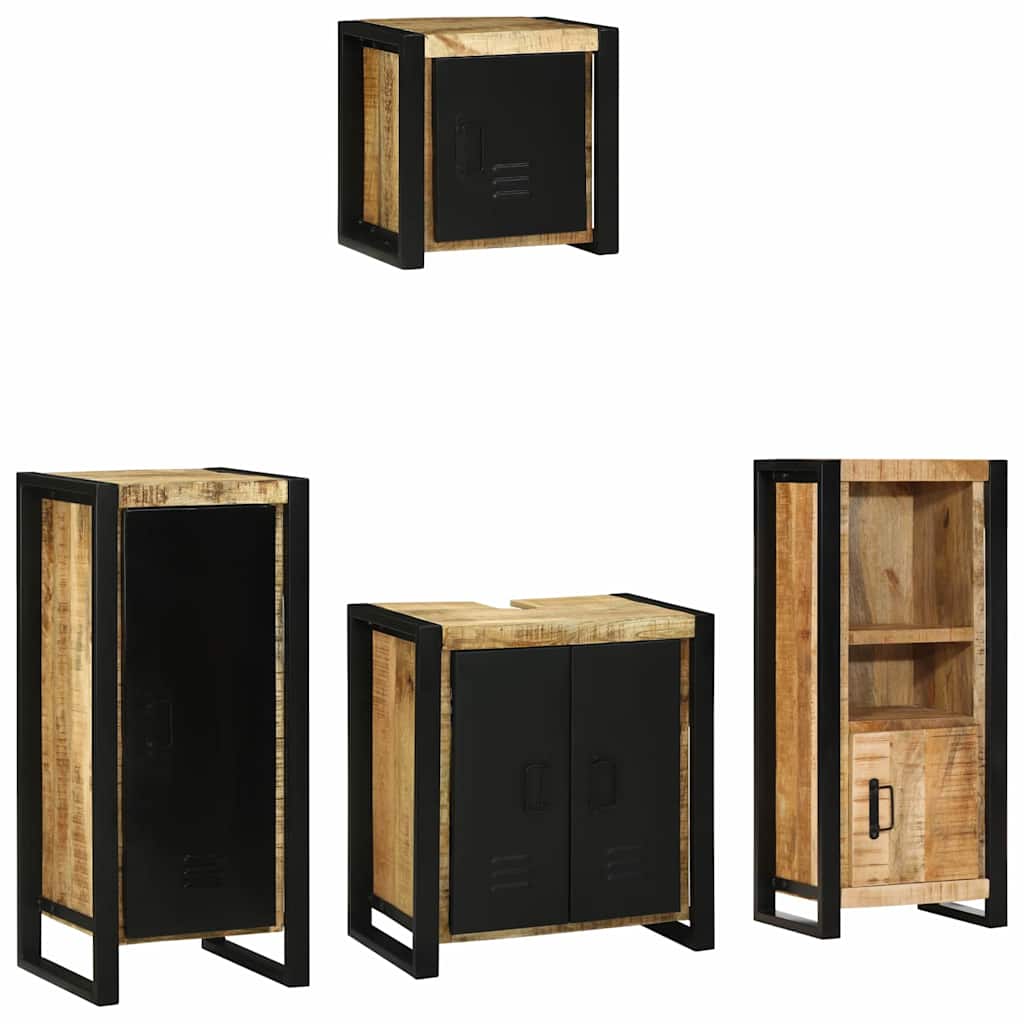 Badezimmermöbel Set mit Regal 4 pcs Braun Massives Mango-Holz