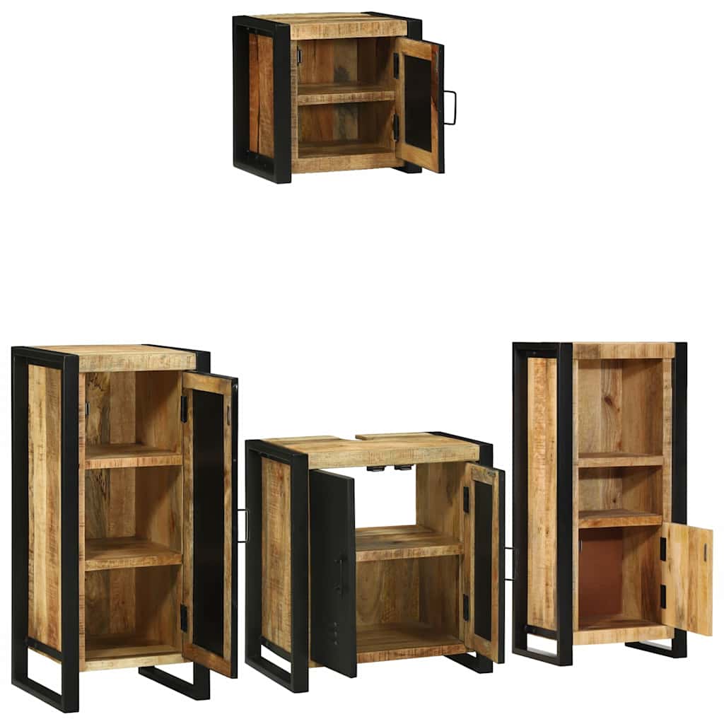 Badezimmermöbel Set mit Regal 4 pcs Braun Massives Mango-Holz