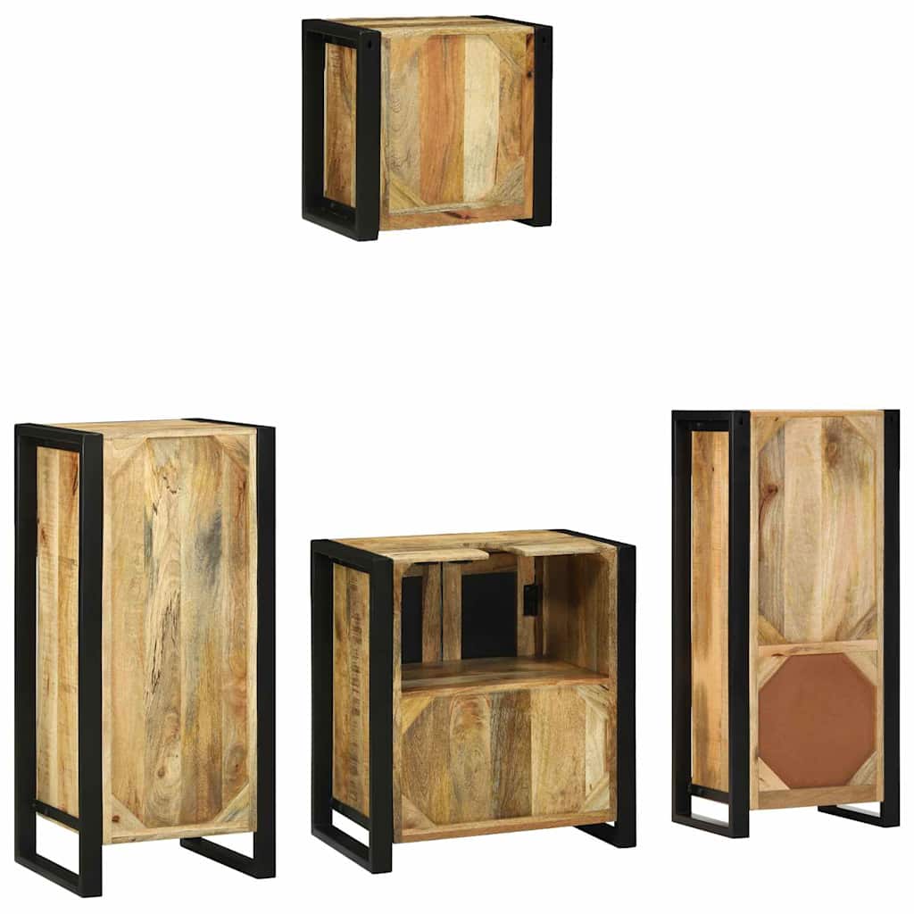 Badezimmermöbel Set mit Regal 4 pcs Braun Massives Mango-Holz