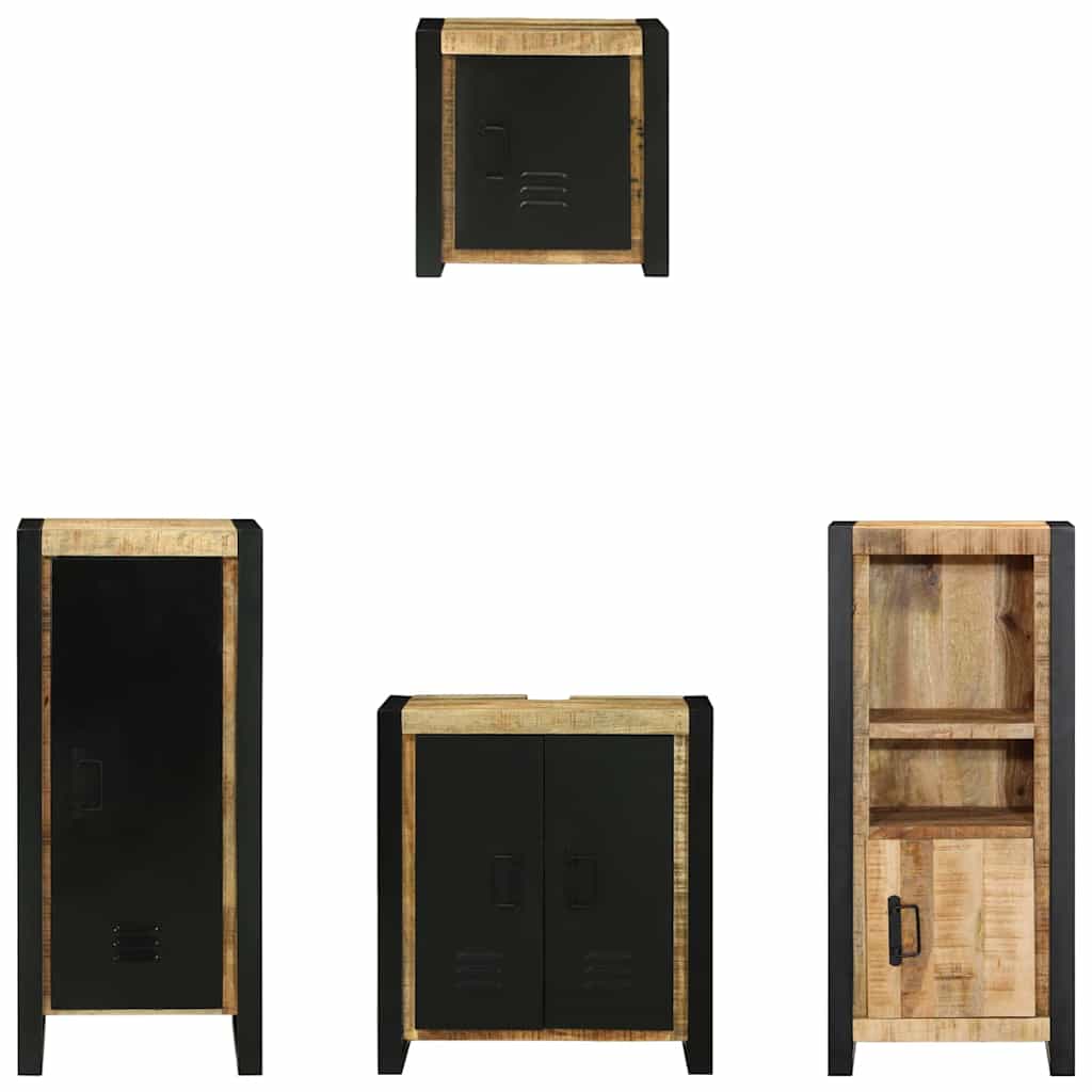 Badezimmermöbel Set mit Regal 4 pcs Braun Massives Mango-Holz