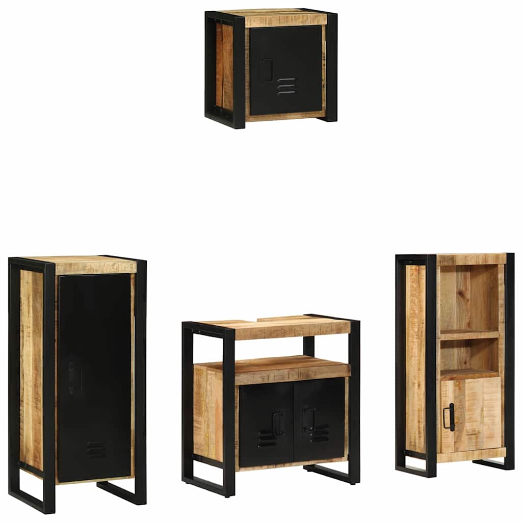 Badezimmermöbel Set mit Regal 4 pcs Braun Massives Mango-Holz