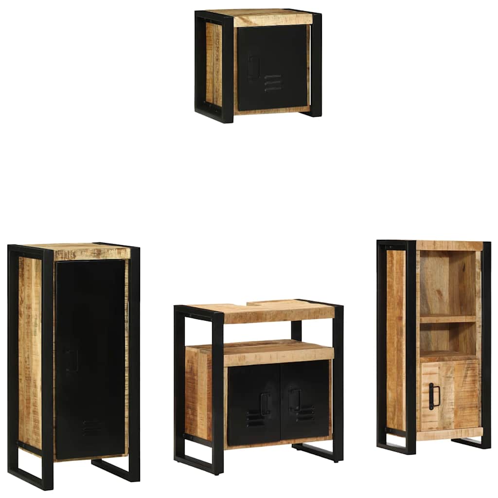 Badezimmermöbel Set mit Regal 4 pcs Braun Massives Mango-Holz