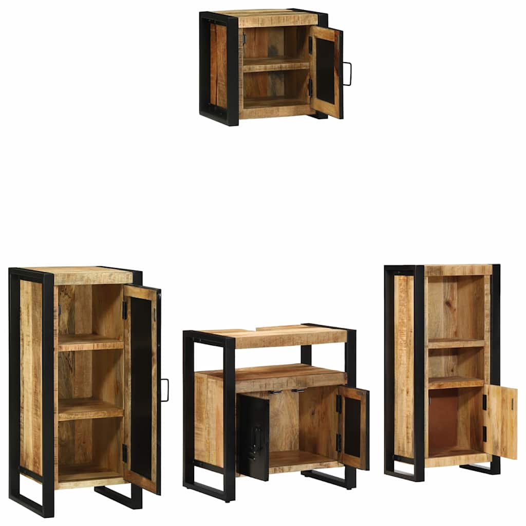 Badezimmermöbel Set mit Regal 4 pcs Braun Massives Mango-Holz