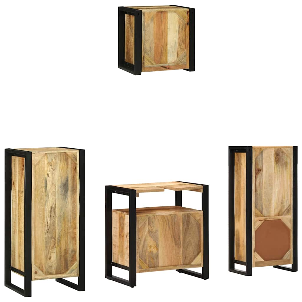 Badezimmermöbel Set mit Regal 4 pcs Braun Massives Mango-Holz