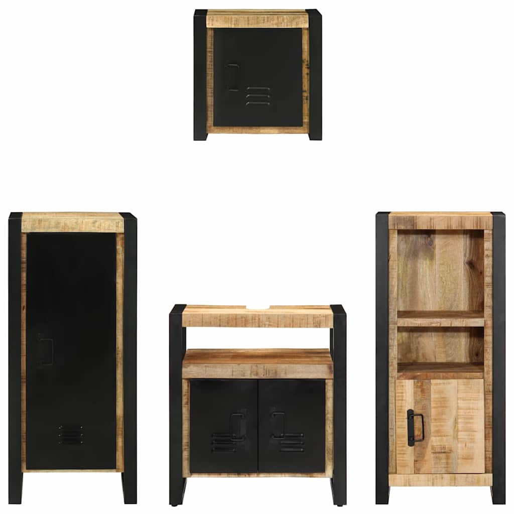 Badezimmermöbel Set mit Regal 4 pcs Braun Massives Mango-Holz