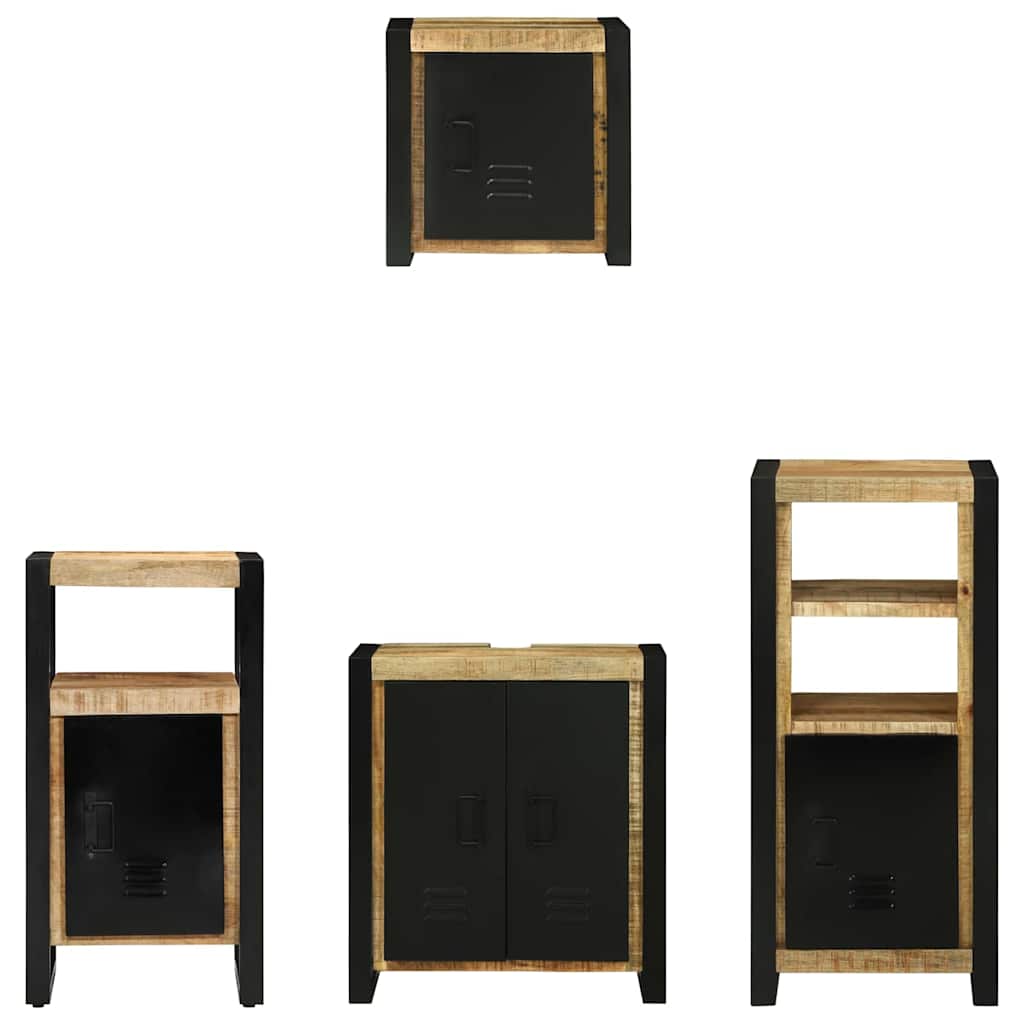 Badezimmermöbel Set mit Regal 4 pcs Braun Massives Mango-Holz