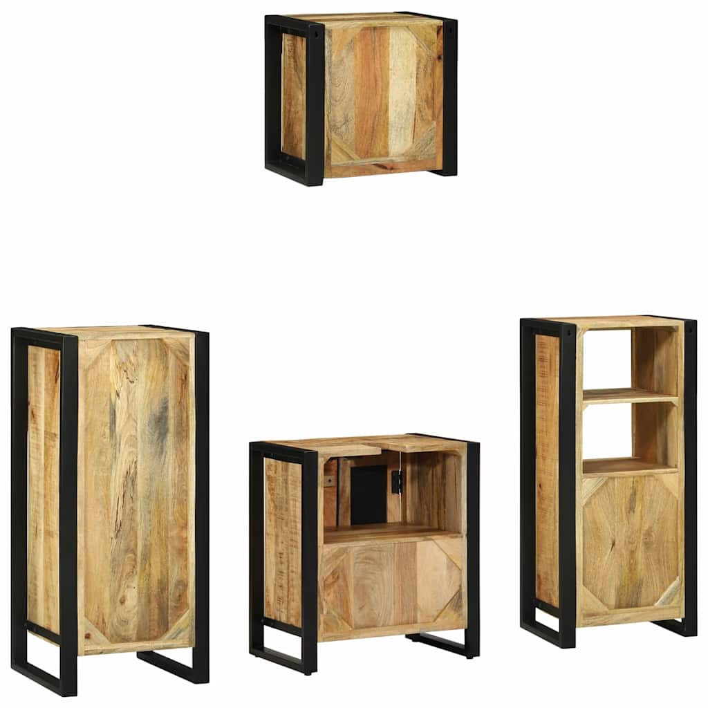 Badezimmermöbel Set mit Regal 4 pcs Braun Massives Mango-Holz