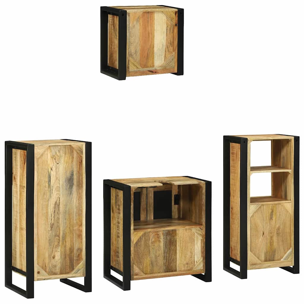 Badezimmermöbel Set mit Regal 4 pcs Braun Massives Mango-Holz