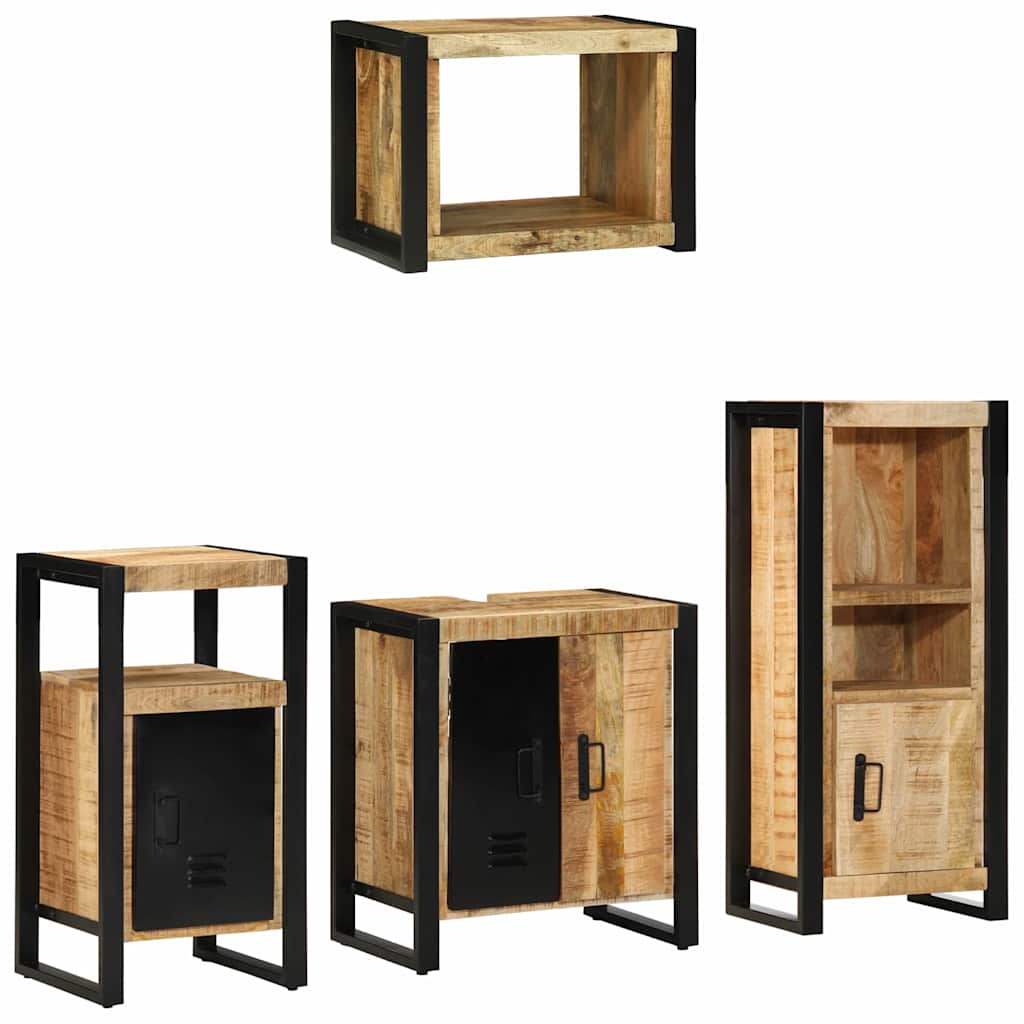 Badezimmermöbel Set mit Regal 4 pcs Braun Massives Mango-Holz