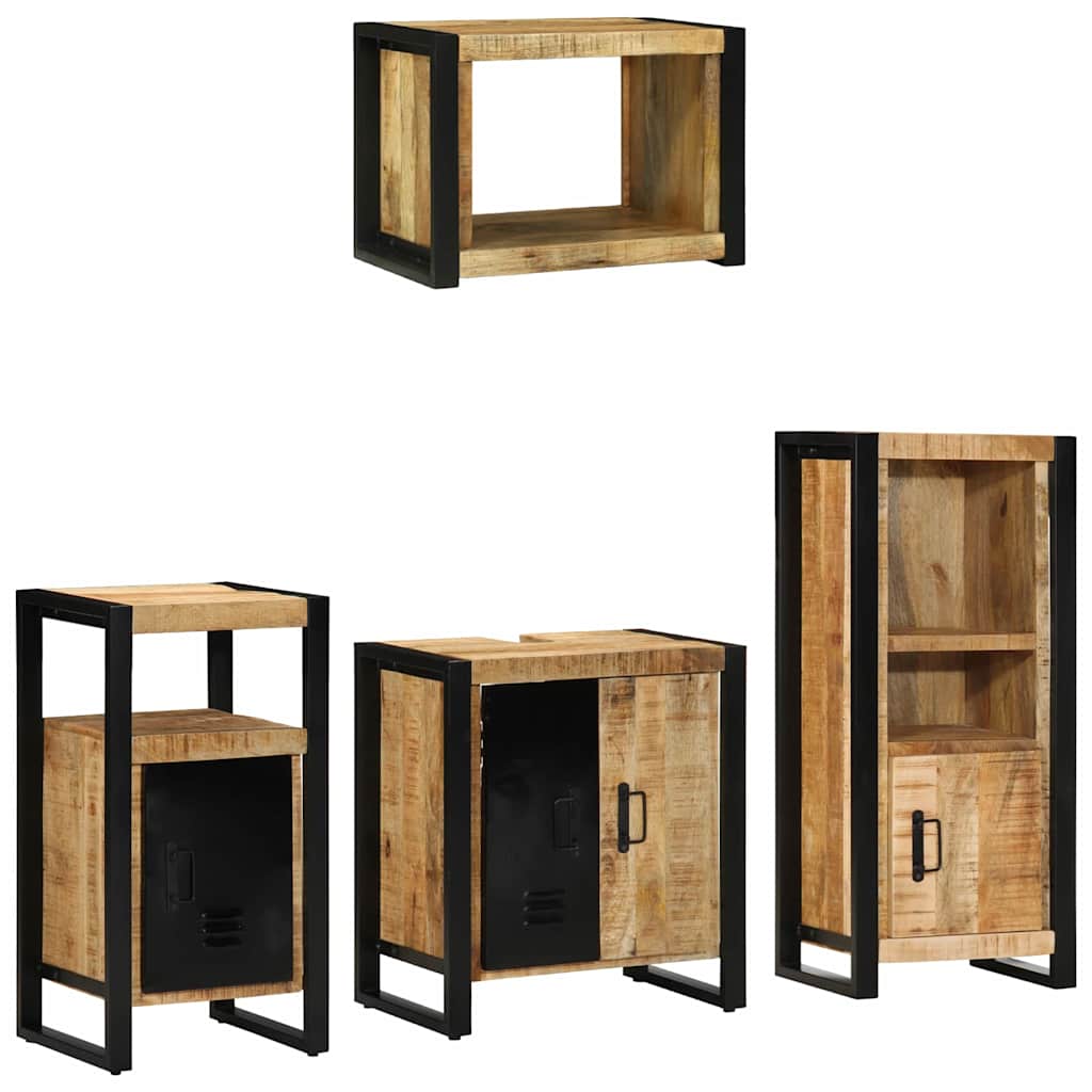 Badezimmermöbel Set mit Regal 4 pcs Braun Massives Mango-Holz