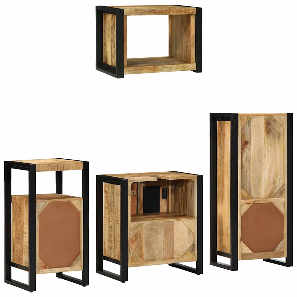 Badezimmermöbel Set mit Regal 4 pcs Braun Massives Mango-Holz