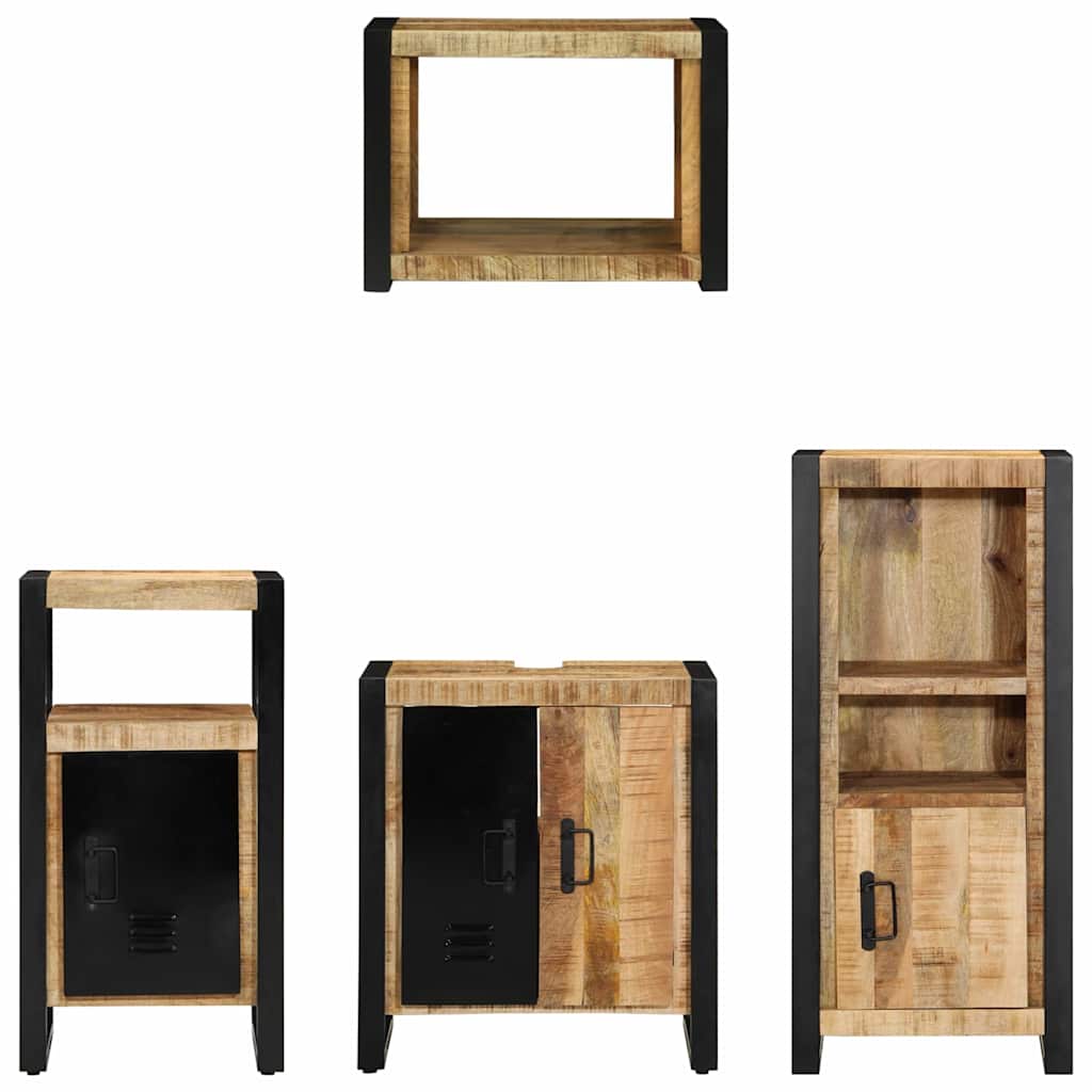 Badezimmermöbel Set mit Regal 4 pcs Braun Massives Mango-Holz