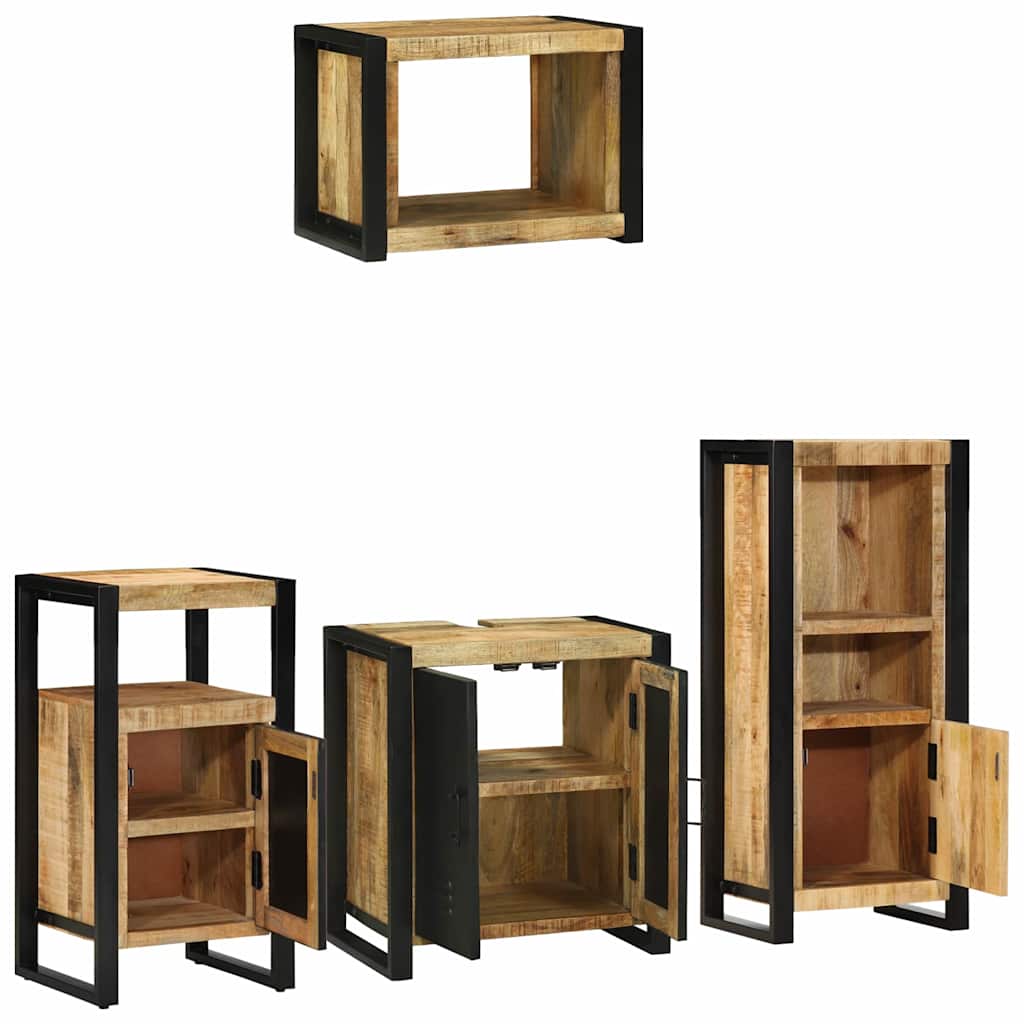 Badezimmermöbel Set mit Regal 4 pcs Braun Massives Mango-Holz