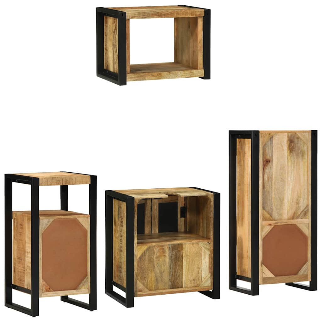 Badezimmermöbel Set mit Regal 4 pcs Braun Massives Mango-Holz