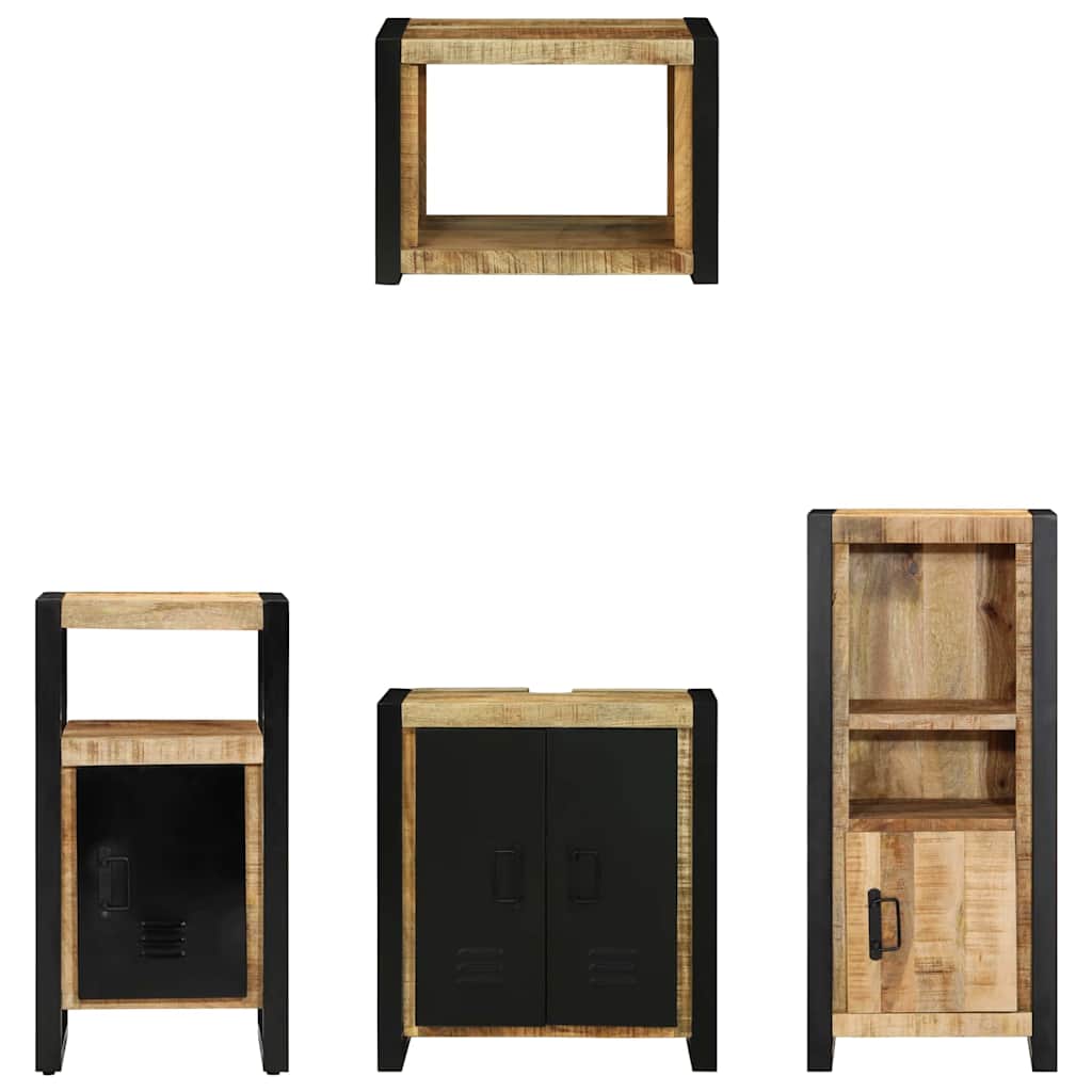 Badezimmermöbel Set mit Regal 4 pcs Braun Massives Mango-Holz