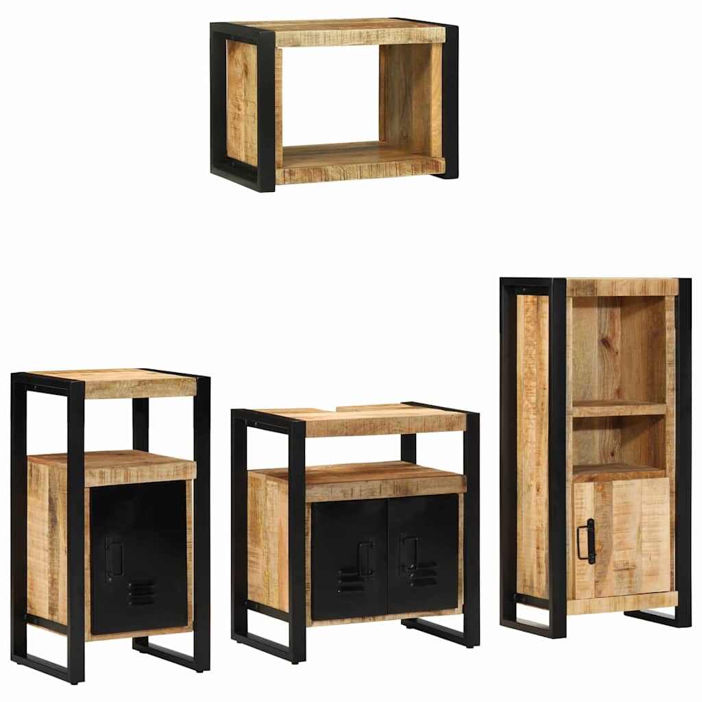Badezimmermöbel Set mit Regal 4 pcs Braun Massives Mango-Holz