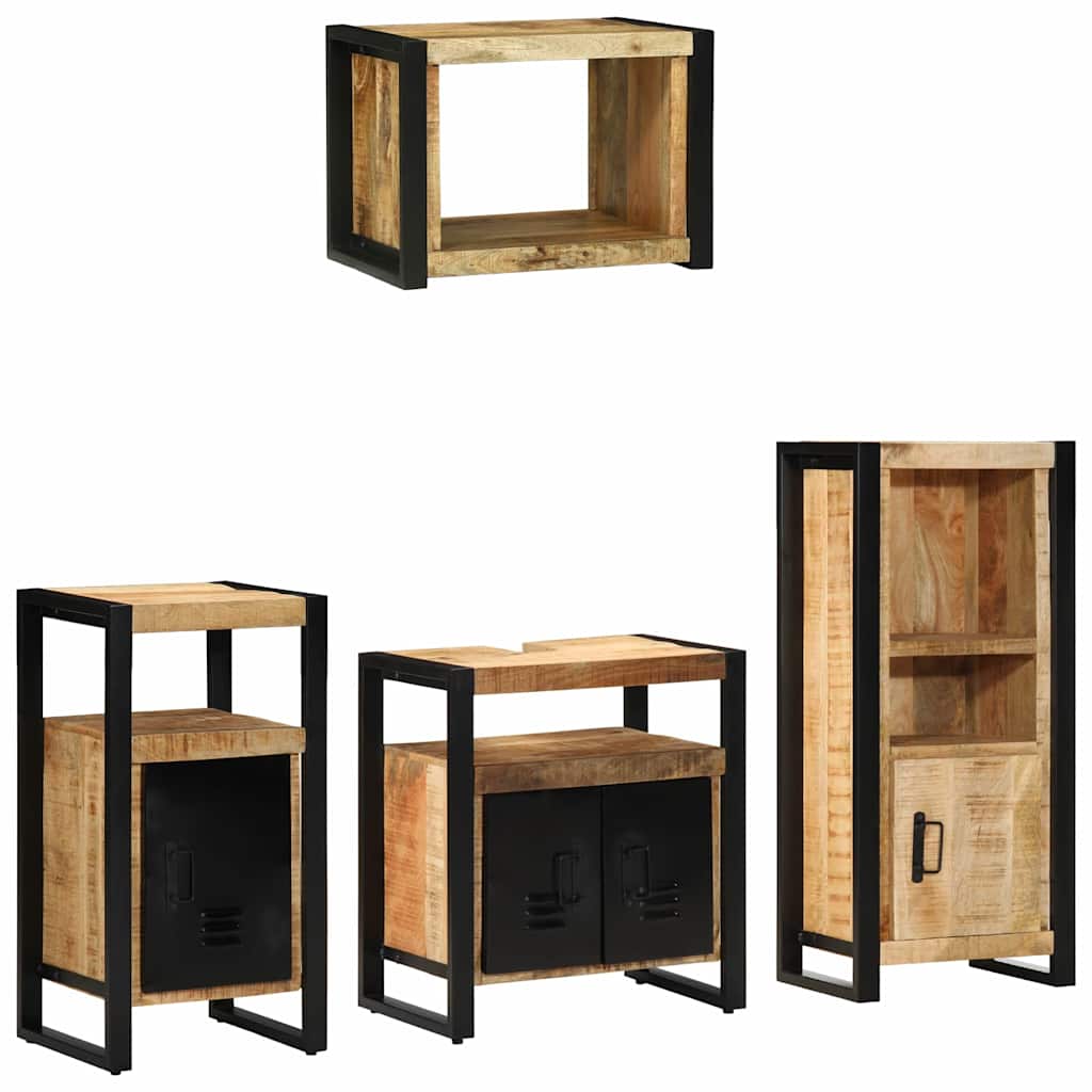 Badezimmermöbel Set mit Regal 4 pcs Braun Massives Mango-Holz