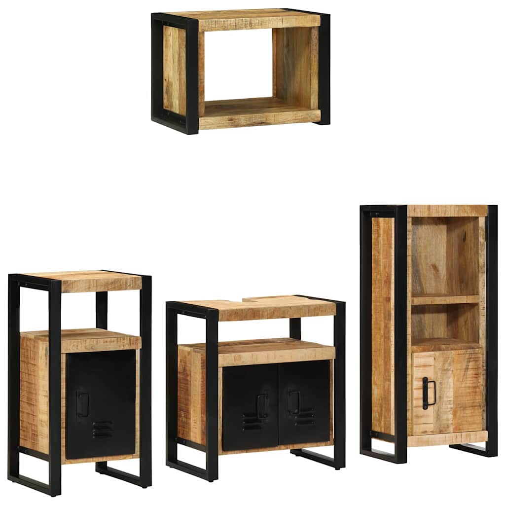 Badezimmermöbel Set mit Regal 4 pcs Braun Massives Mango-Holz