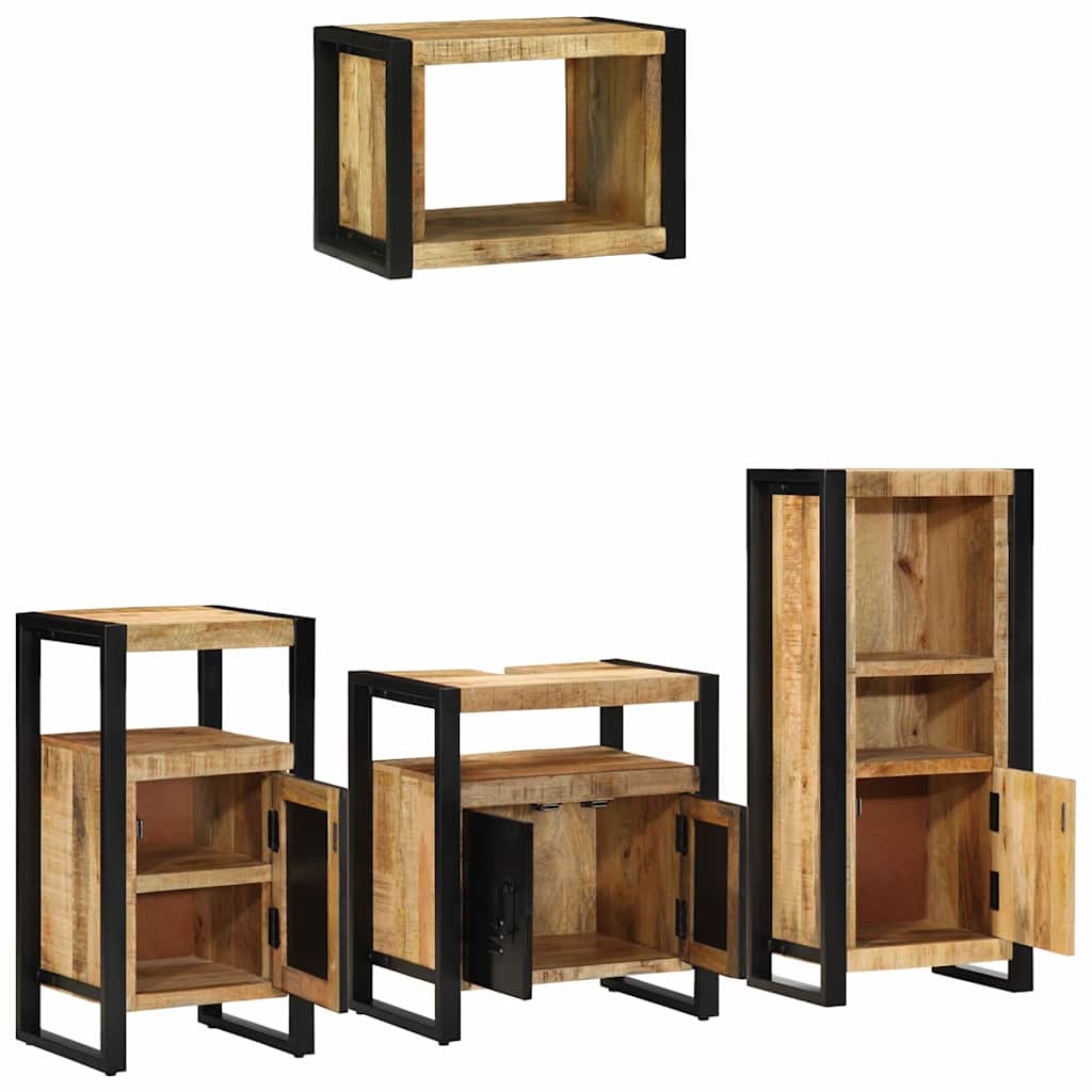 Badezimmermöbel Set mit Regal 4 pcs Braun Massives Mango-Holz