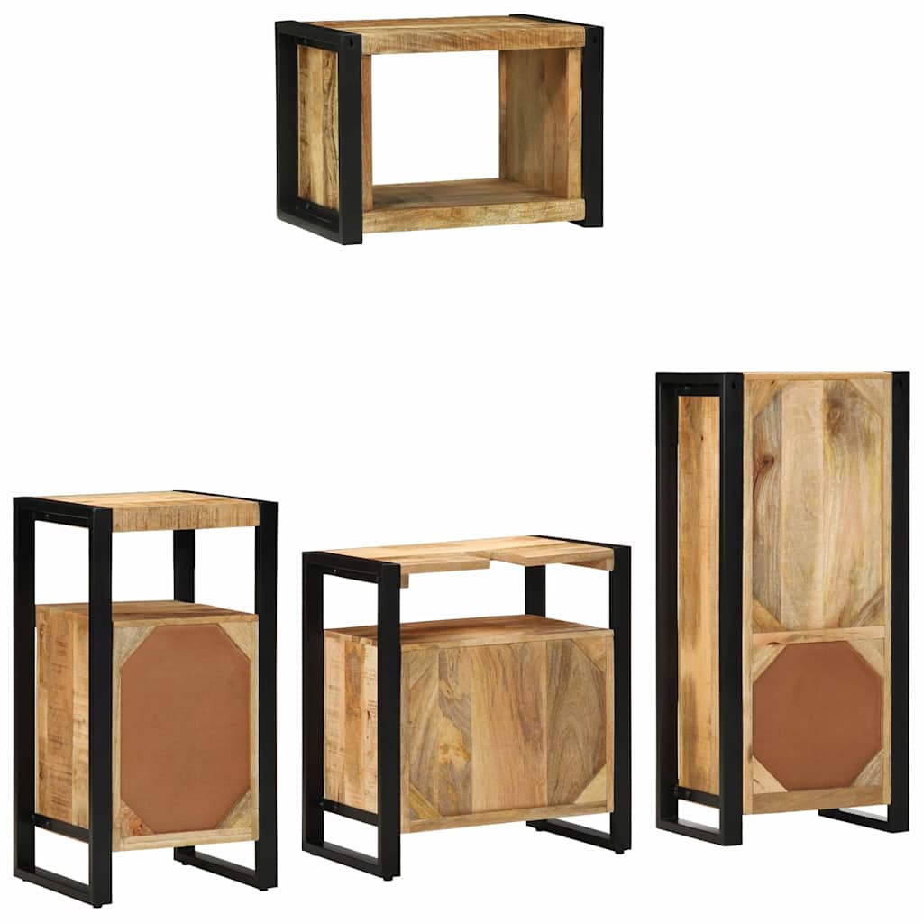 Badezimmermöbel Set mit Regal 4 pcs Braun Massives Mango-Holz