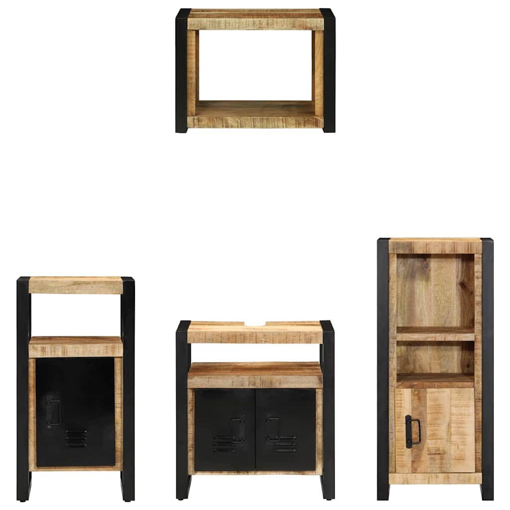 Badezimmermöbel Set mit Regal 4 pcs Braun Massives Mango-Holz
