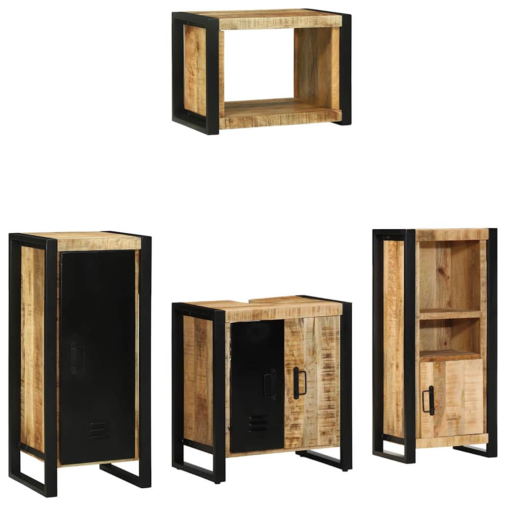 Badezimmermöbel Set mit Regal 4 pcs Braun Massives Mango-Holz