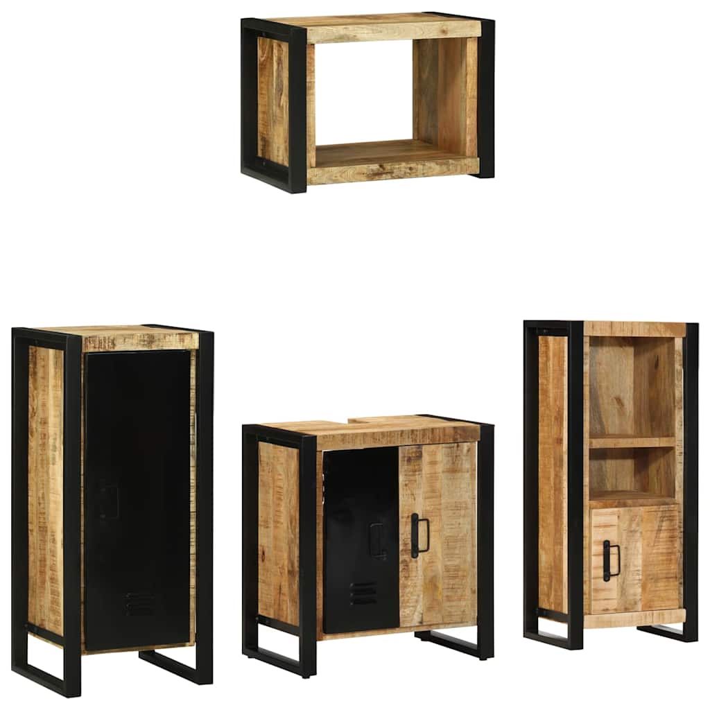 Badezimmermöbel Set mit Regal 4 pcs Braun Massives Mango-Holz