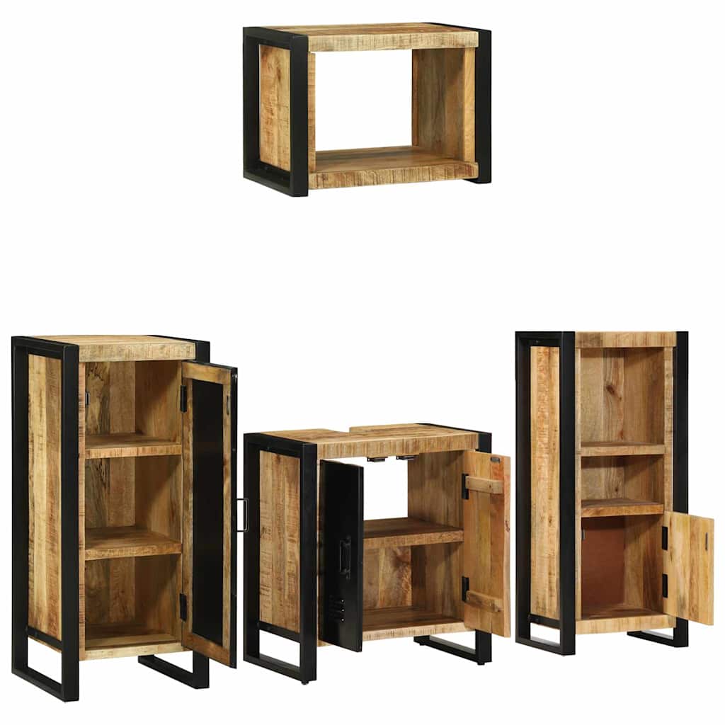 Badezimmermöbel Set mit Regal 4 pcs Braun Massives Mango-Holz