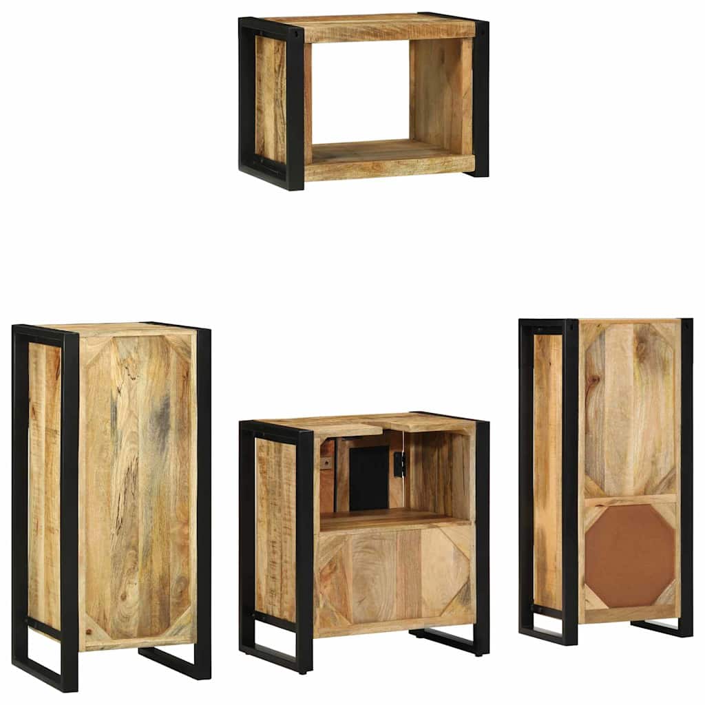 Badezimmermöbel Set mit Regal 4 pcs Braun Massives Mango-Holz