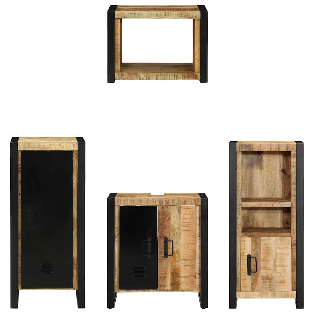 Badezimmermöbel Set mit Regal 4 pcs Braun Massives Mango-Holz