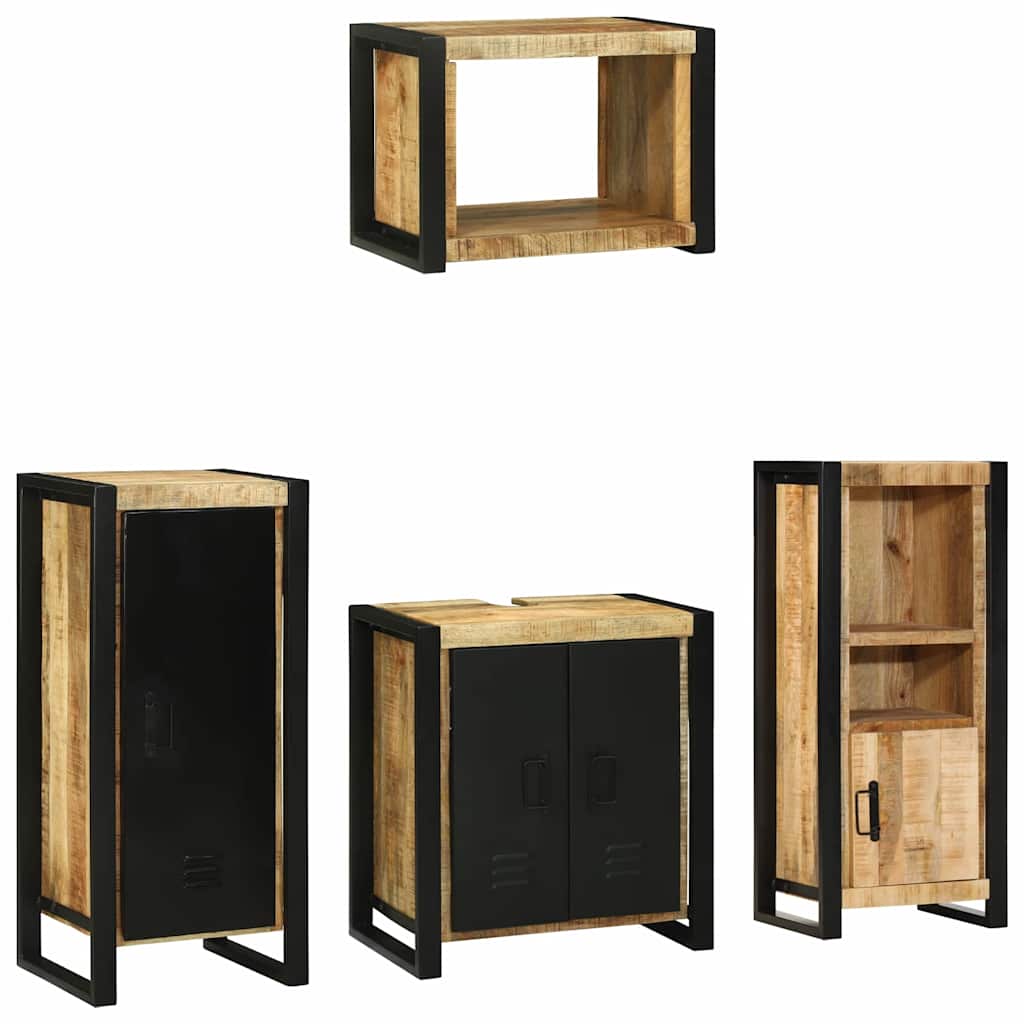 Badezimmermöbel Set mit Regal 4 pcs Braun Massives Mango-Holz