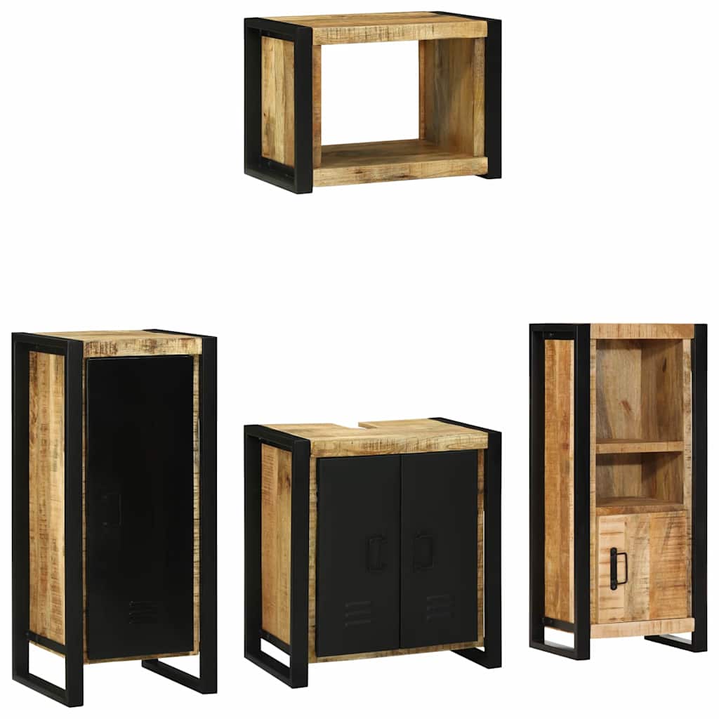 Badezimmermöbel Set mit Regal 4 pcs Braun Massives Mango-Holz