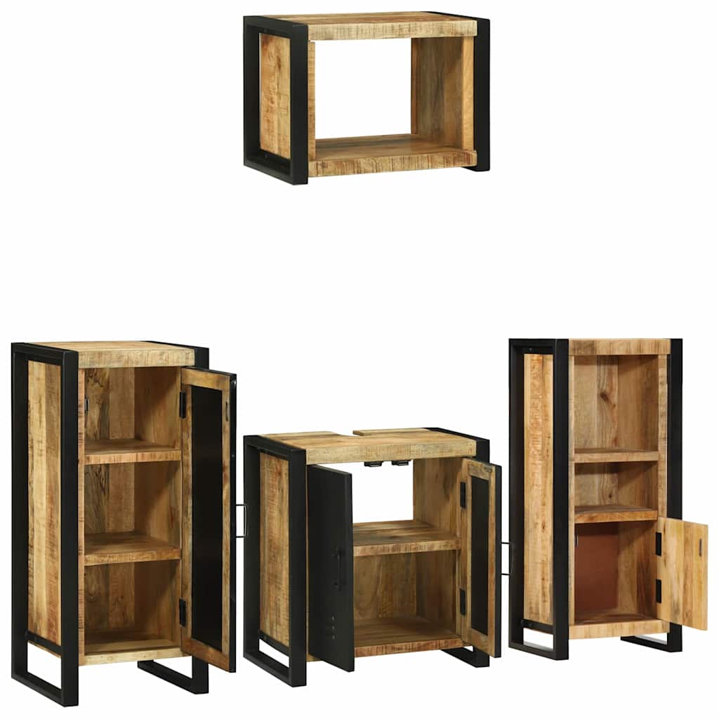 Badezimmermöbel Set mit Regal 4 pcs Braun Massives Mango-Holz