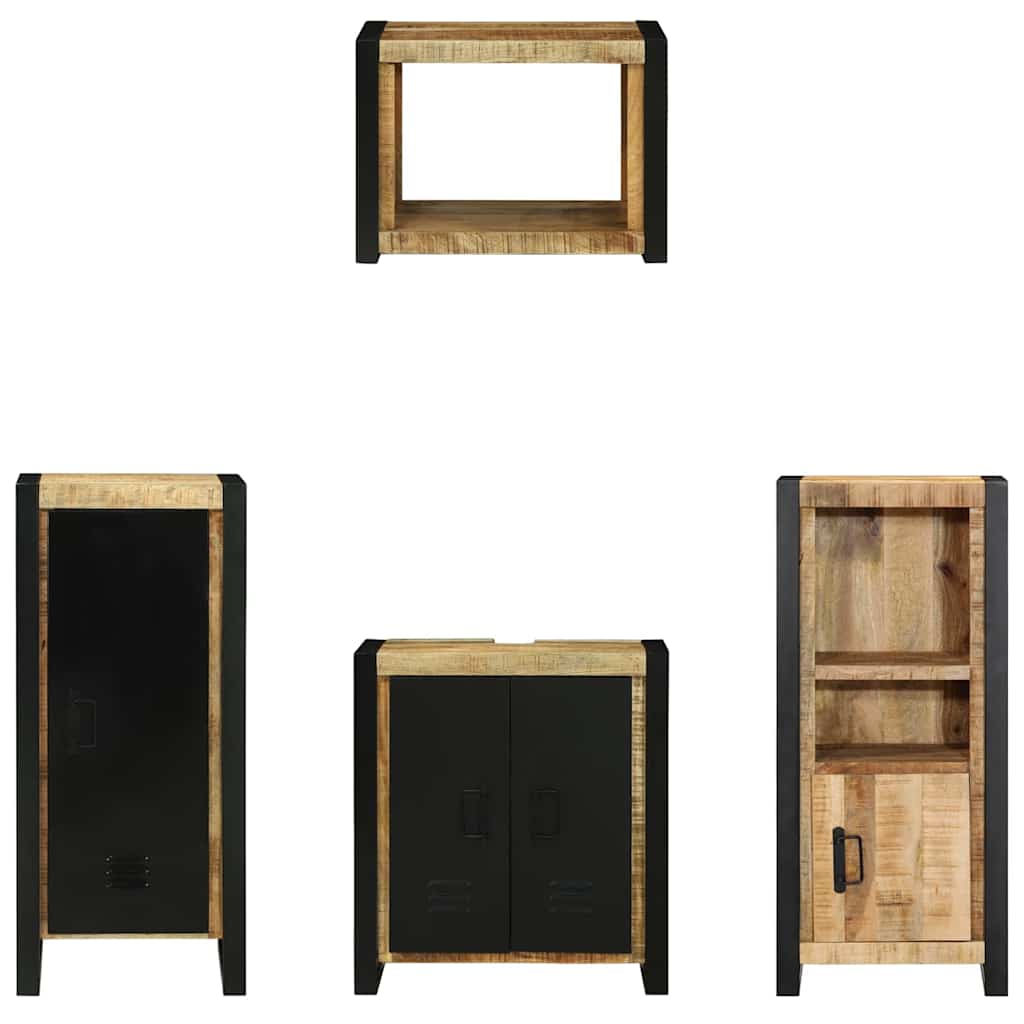 Badezimmermöbel Set mit Regal 4 pcs Braun Massives Mango-Holz