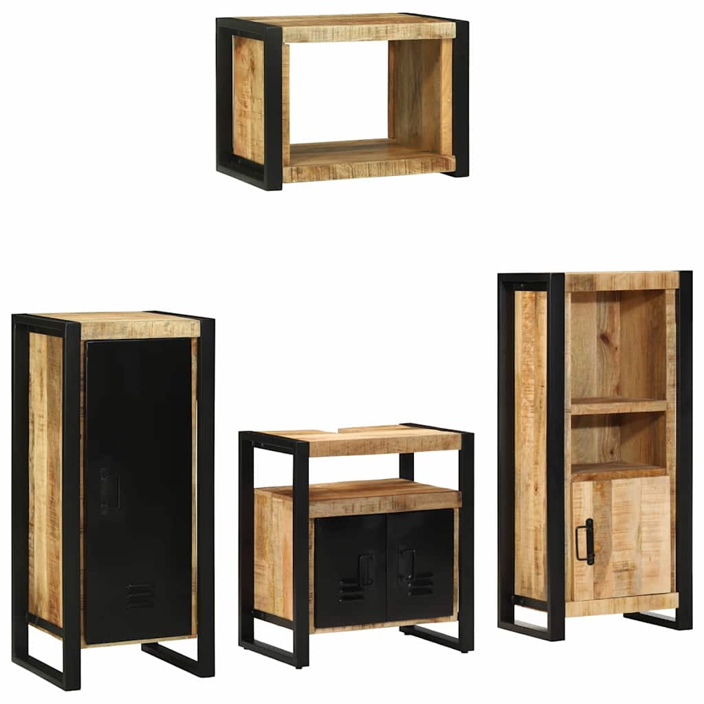 Badezimmermöbel Set mit Regal 4 pcs Braun Massives Mango-Holz
