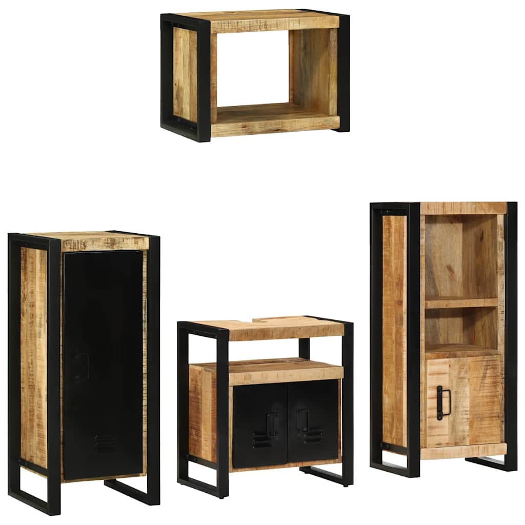 Badezimmermöbel Set mit Regal 4 pcs Braun Massives Mango-Holz
