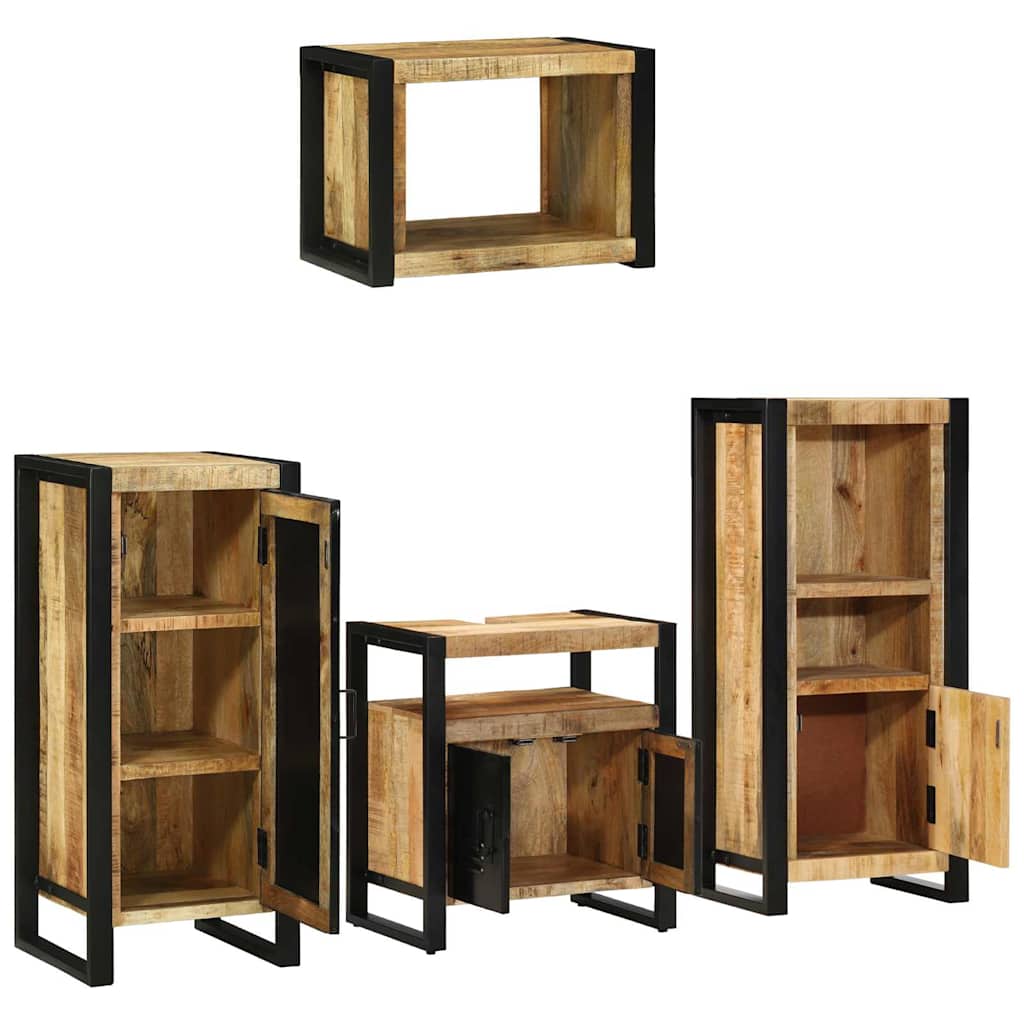 Badezimmermöbel Set mit Regal 4 pcs Braun Massives Mango-Holz