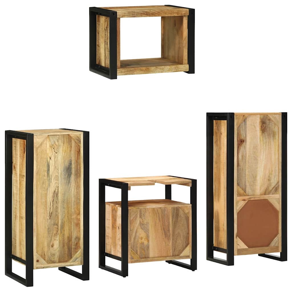 Badezimmermöbel Set mit Regal 4 pcs Braun Massives Mango-Holz