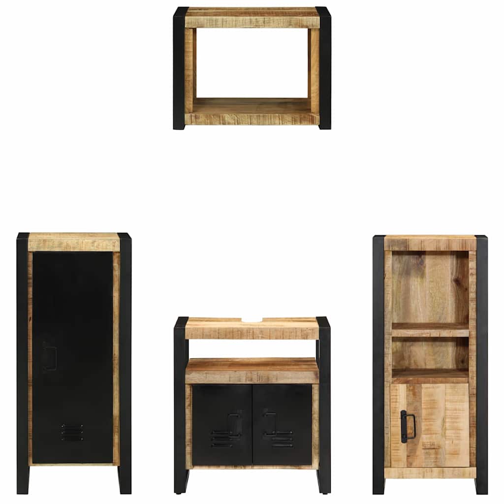 Badezimmermöbel Set mit Regal 4 pcs Braun Massives Mango-Holz