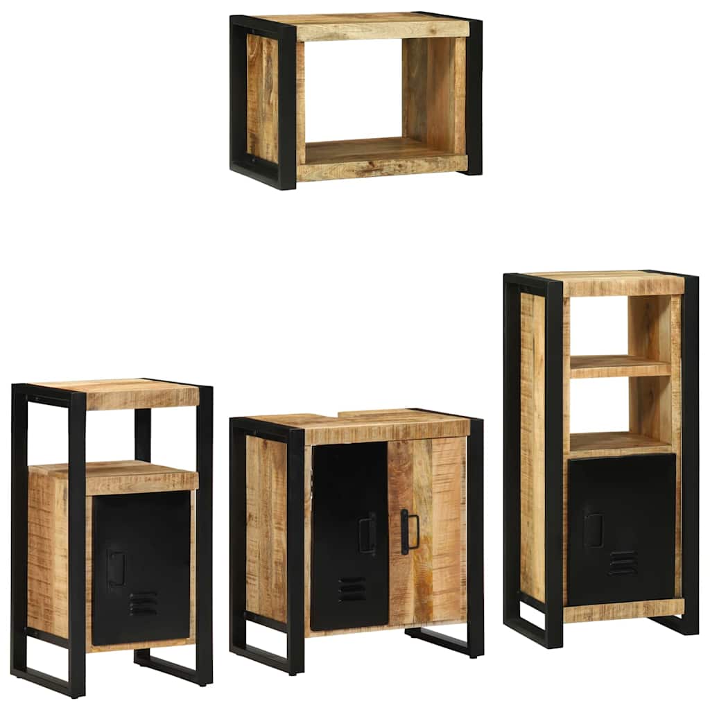 Badezimmermöbel Set mit Regal 4 pcs Braun Massives Mango-Holz