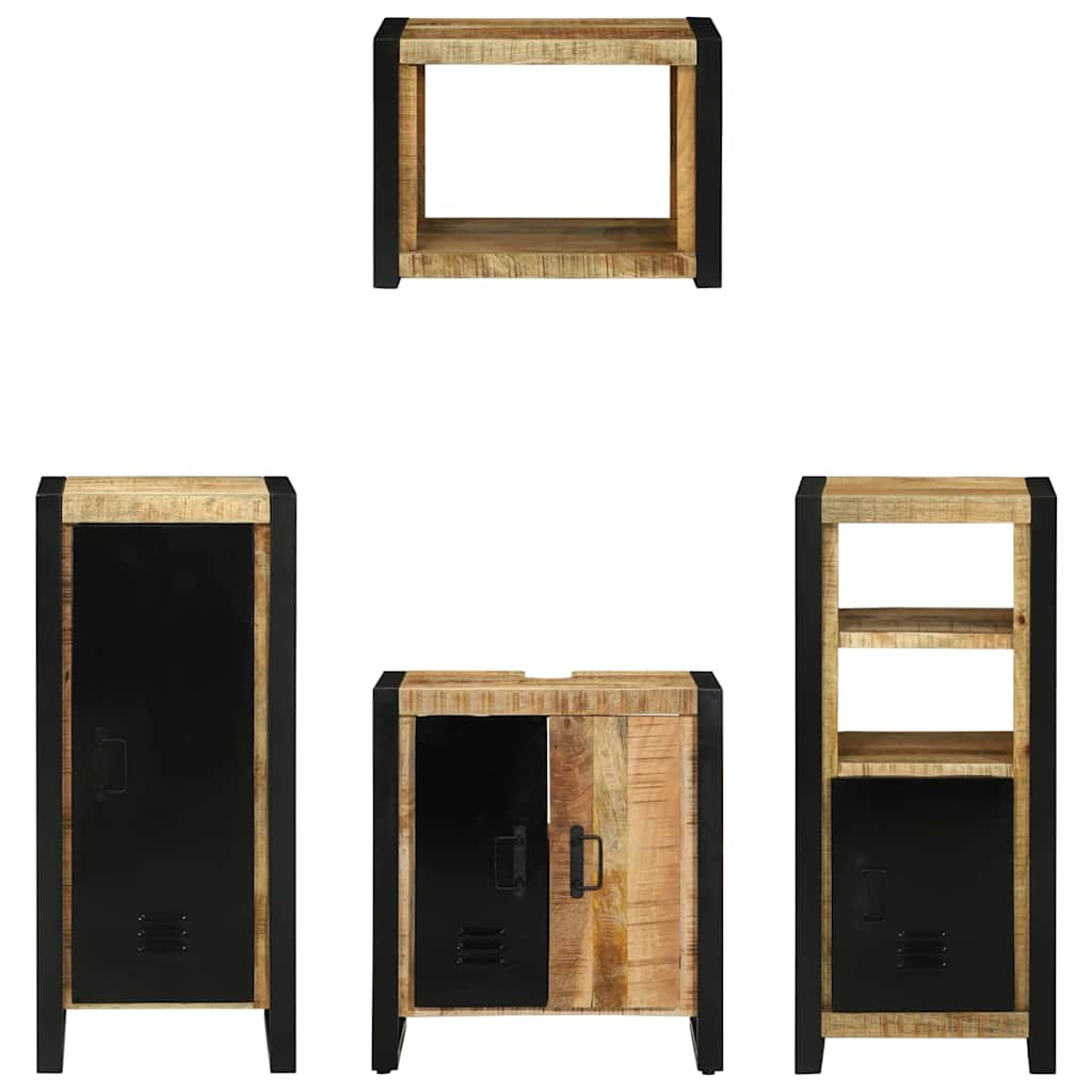 Badezimmermöbel Set mit Regal 4 pcs Braun Massives Mango-Holz