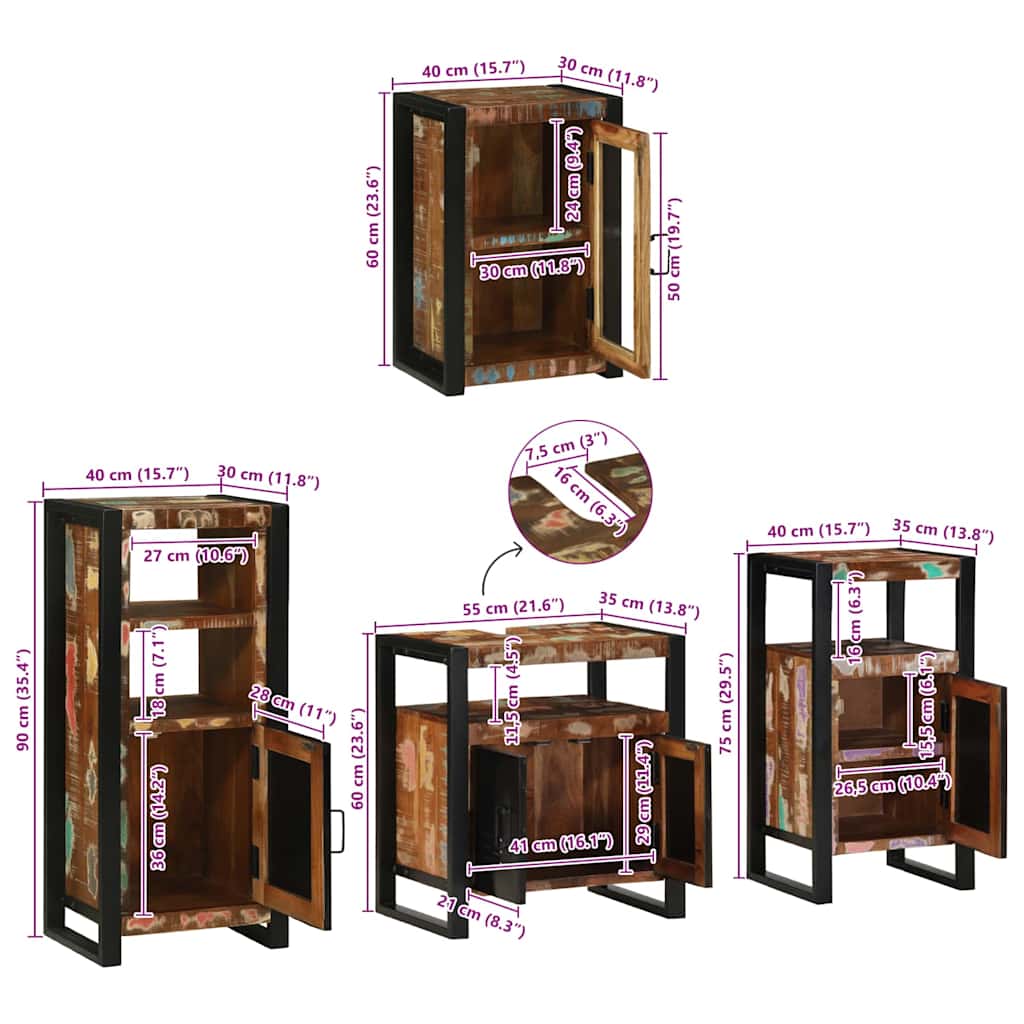 Badezimmermöbel-Set 4 stk. Mehrfarbig 55 x 35 x 60 cm